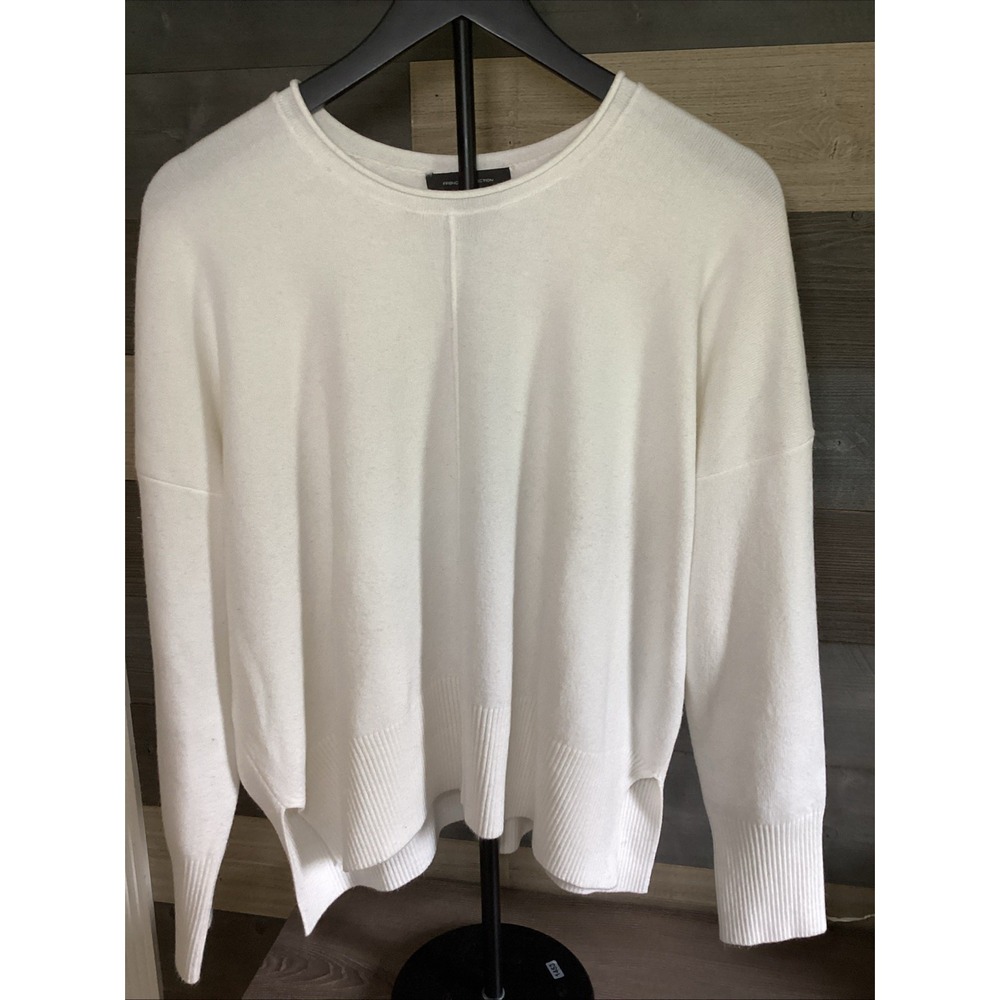 French Connection Women White Sweater Med Long Sleeve